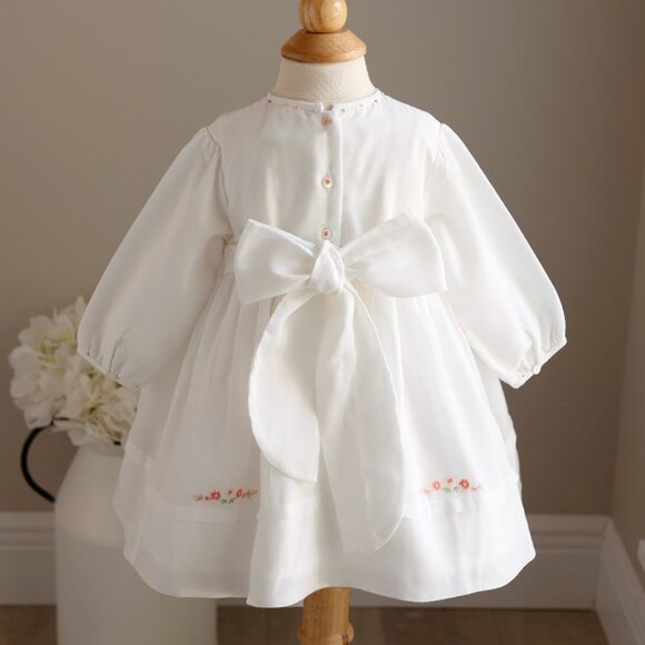 Long Sleeve Off-White/Ivory Smocked Dress Sarah Louise Special Occasion GORGEOUS